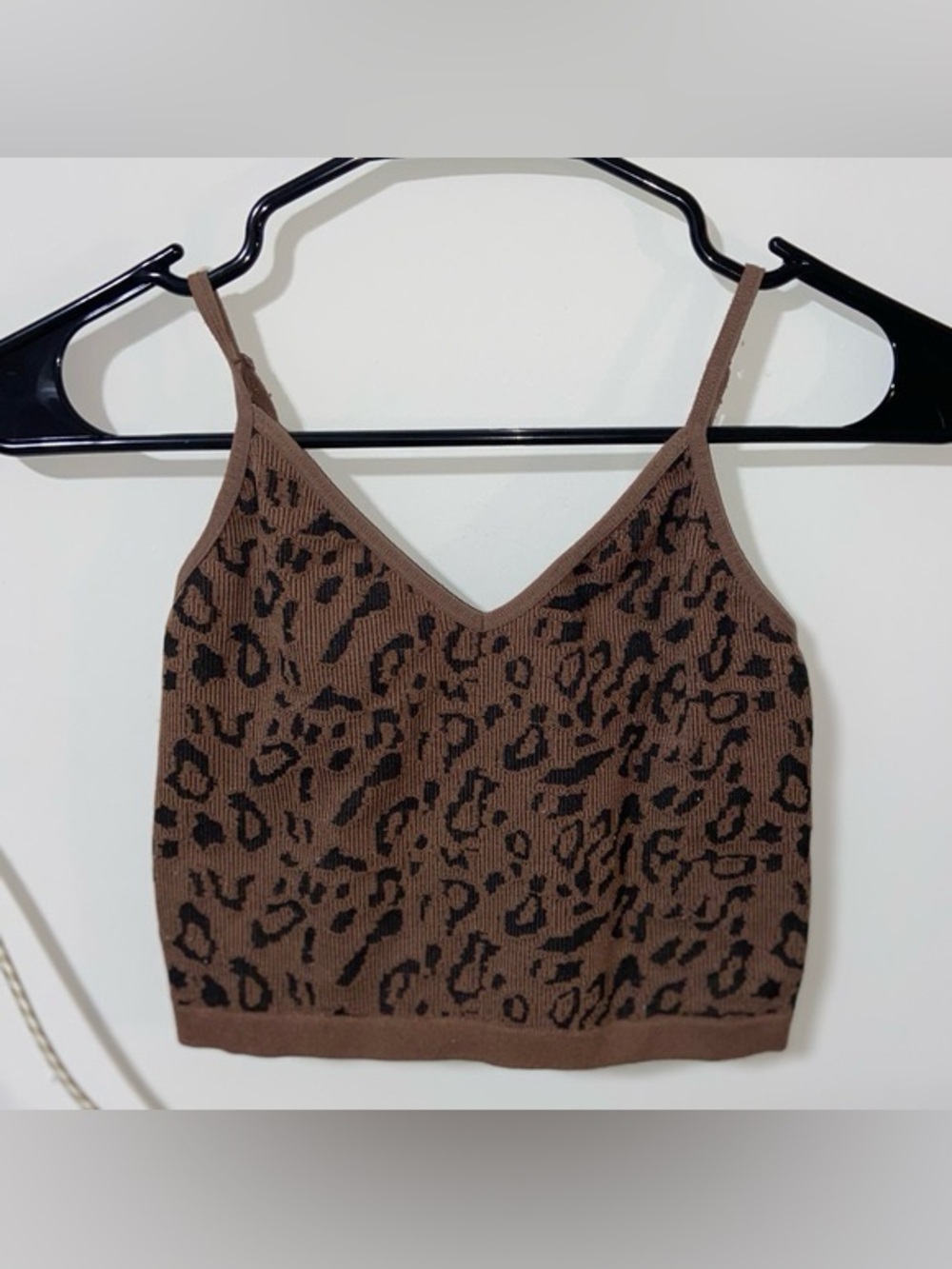 Leopard Print cami tank top crop animal cheetah brown tan black ribbed